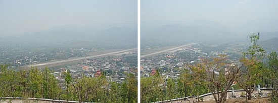 Airport runway viewed from top of Doi Kong Mu